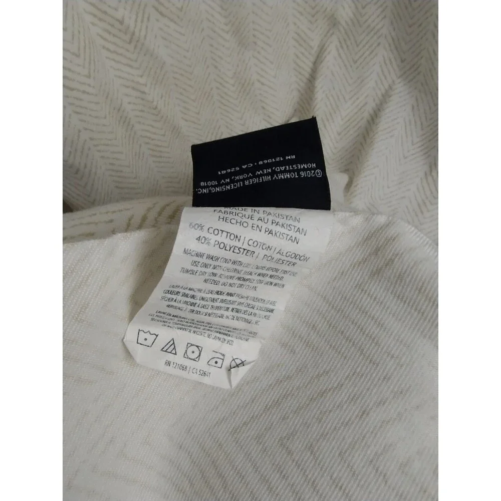 Tommy Hilfiger Standard shower curtain art geo pattern deco white & tan 72